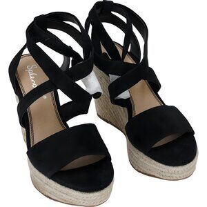 Women's Splendid Tessie Wedge Sandal Black US 7.5 M